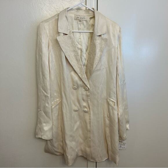 Brenda Knight Free People Cream Lace Blazer XL NWT Double-Breasted - Picture 1 of 14